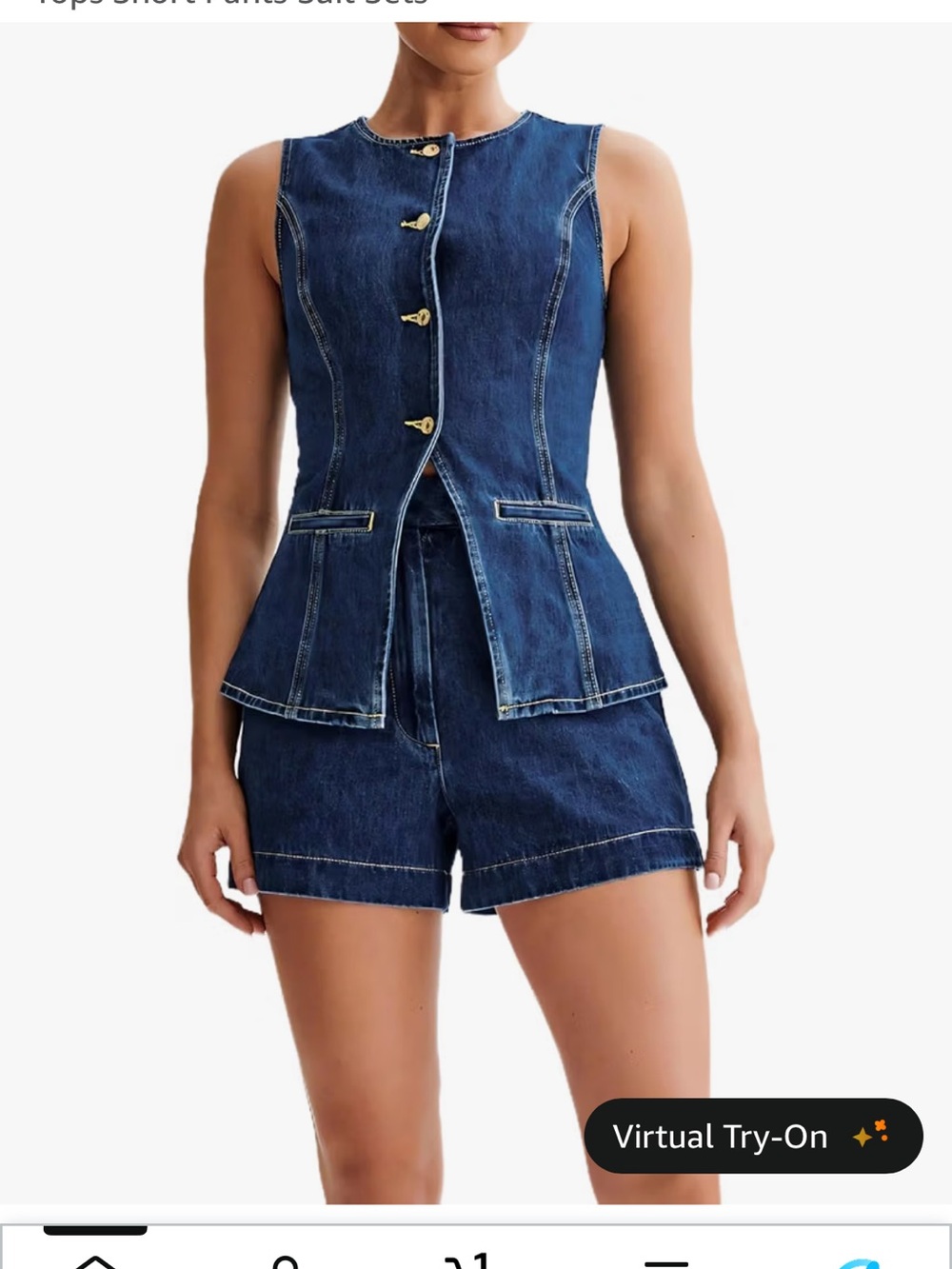Denim Vest and Shorts Set in Blue Like New